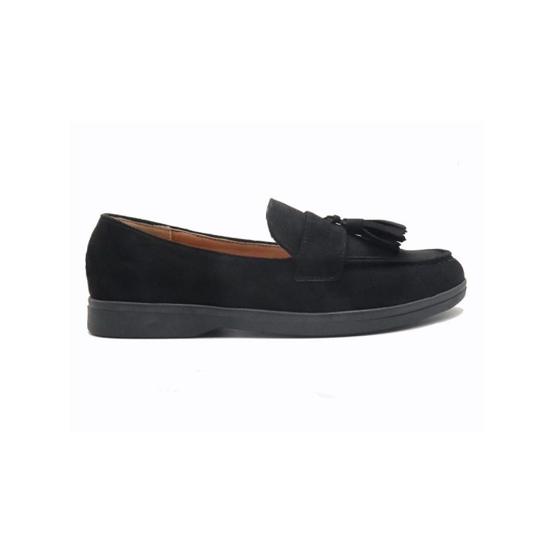 Mocassins plates souples en daim synthétique avec pompon – Image 8