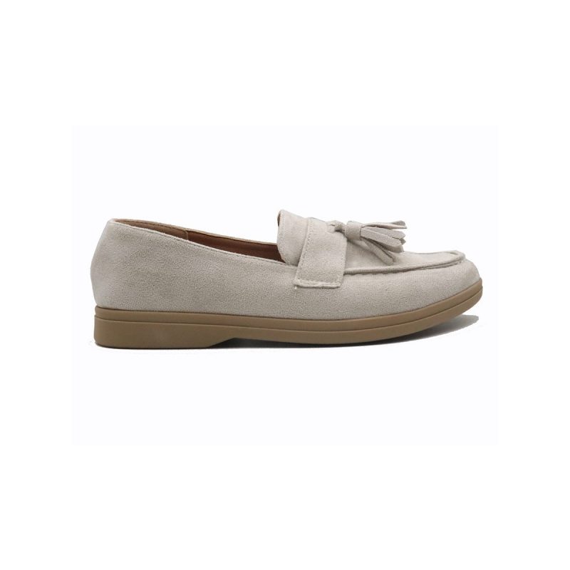 Mocassins plates souples en daim synthétique avec pompon – Image 3