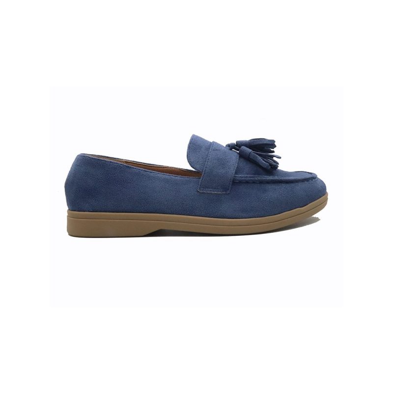 Mocassins plates souples en daim synthétique avec pompon – Image 5