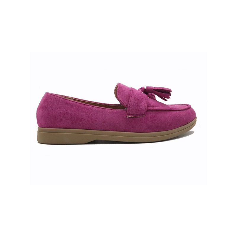 Mocassins plates souples en daim synthétique avec pompon – Image 6