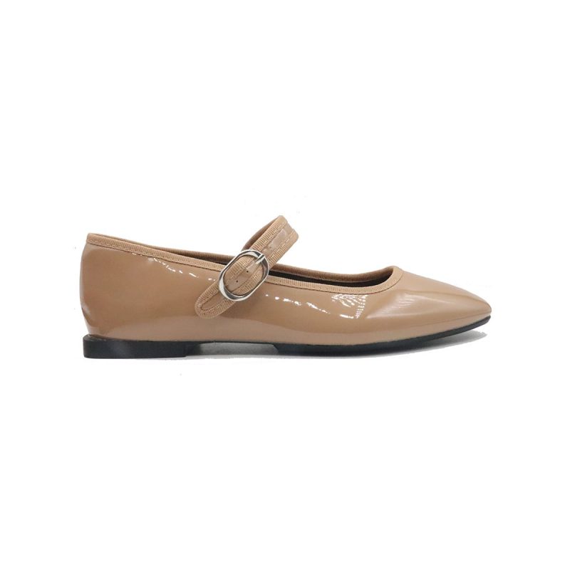 Ballerines plats avec effet verni avec Fermeture à bride – Image 4