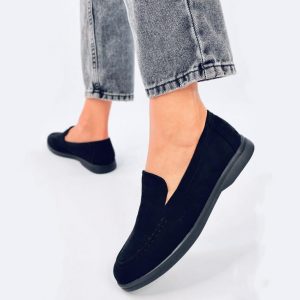 Mocassin en daim à semelle plate