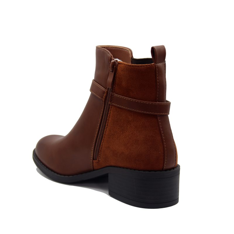 Bottines à bride raffinée et talon bas classique avec contraste de matières – Image 4
