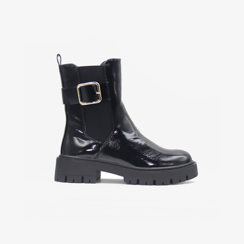 Bottines en Matériau Synthétique avec Boucle Dorée – Image 9
