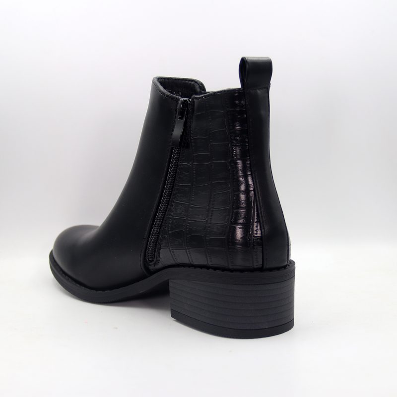 Bottines effet croco zippées, talon bas – Image 2