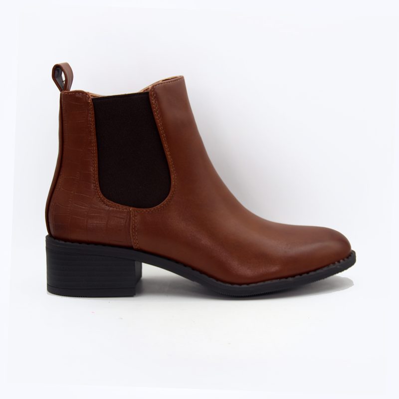 Bottines effet croco zippées, talon bas – Image 3