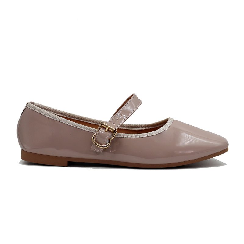 Ballerine glacée avec bride ajustable et boucle dorée – Image 4