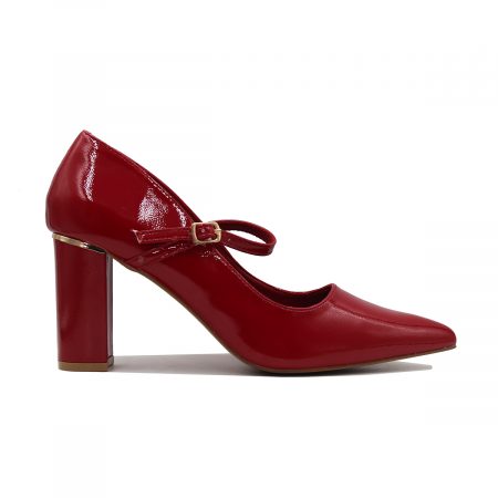 Chaussures à talon carré avec bride ajustable et design verni élégant