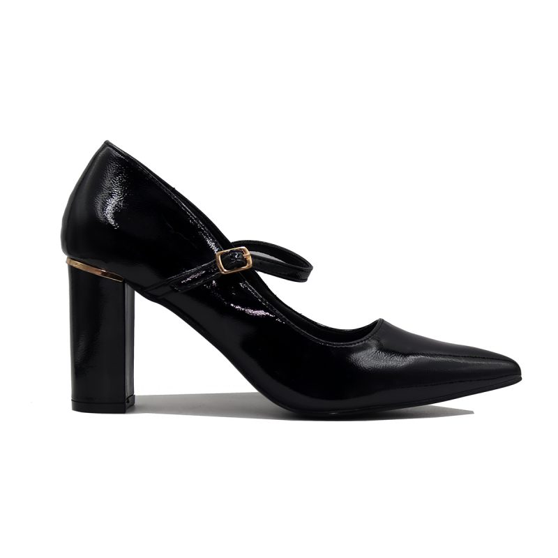 Chaussures à talon carré avec bride ajustable et design verni élégant – Image 2