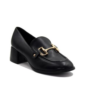 Mocassins élégants avec ornement métallique et talon bas confortable