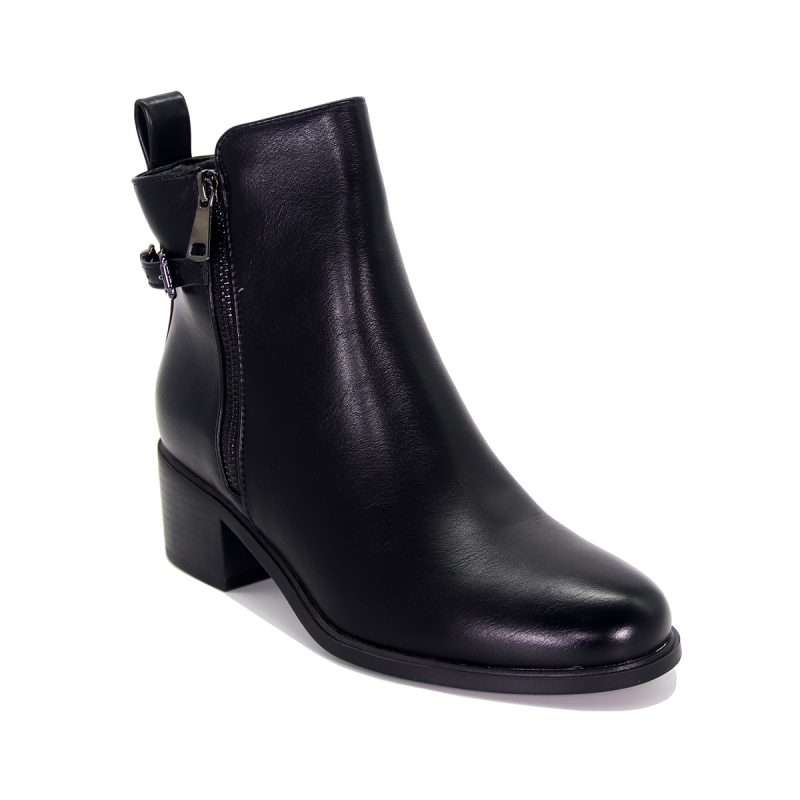Bottines élégantes à talon carré avec fermeture éclair pratique