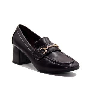 Mocassins à talon carré avec détail doré raffiné