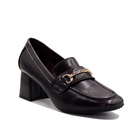 Mocassins à talon carré avec détail doré raffiné