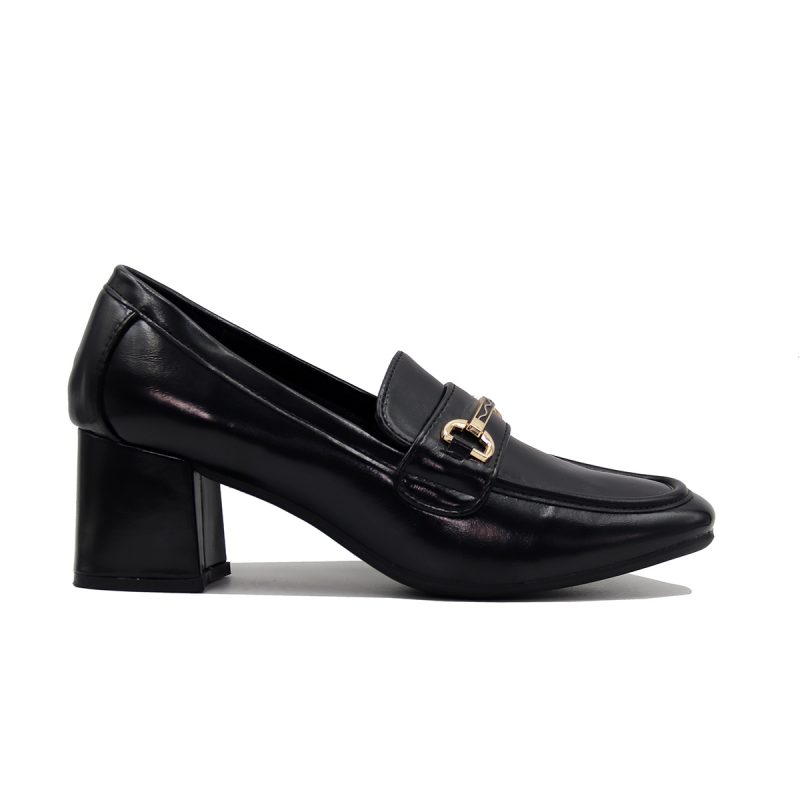 Mocassins à talon carré avec détail doré raffiné – Image 2