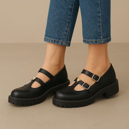 Derbies à double bride avec semelle crantée