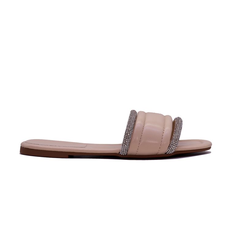 Mules plates matelassées avec strass élégants – Image 5