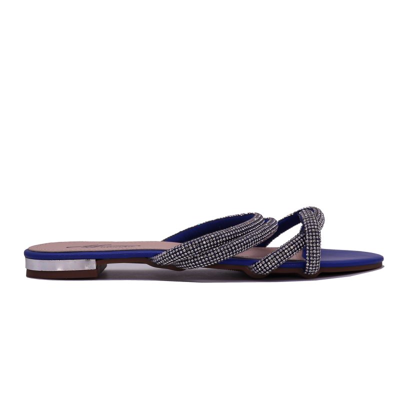 Mules plates élégantes à brides croisées ornées de strass – Image 3