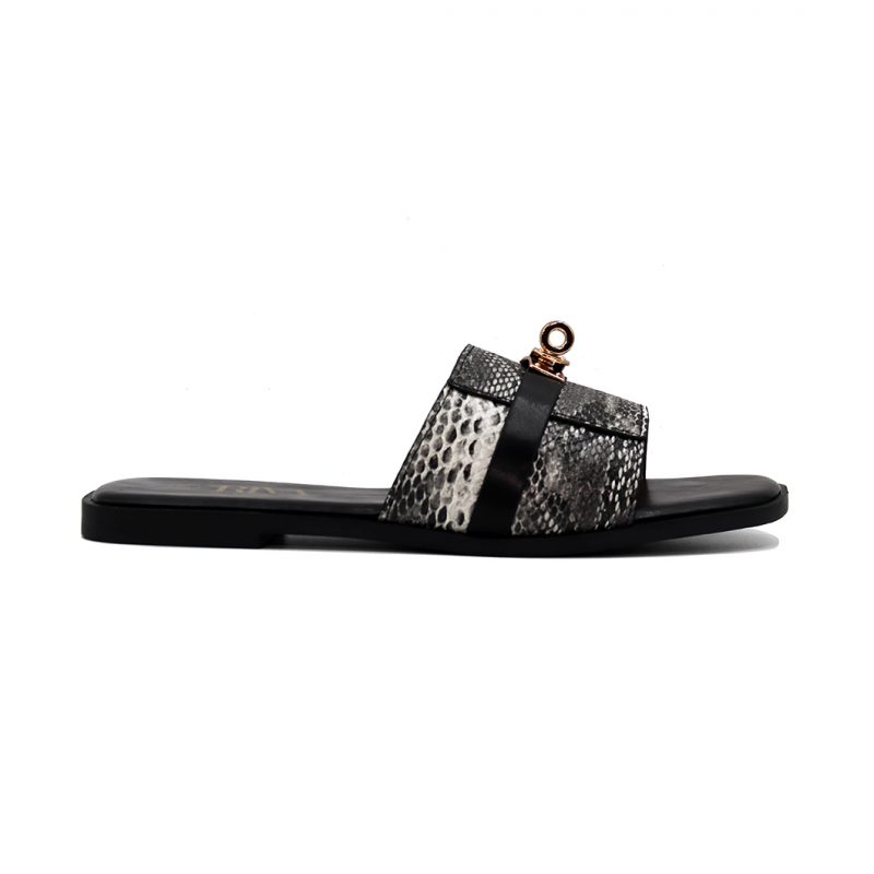 Mules plates à effet serpent avec détail doré – Image 8