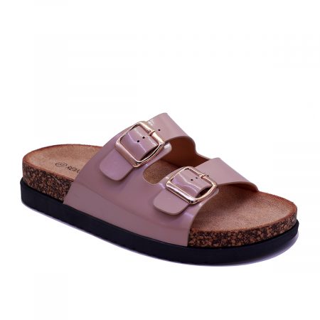 Mules à deux brides à boucle métal sur semelle ergonomique