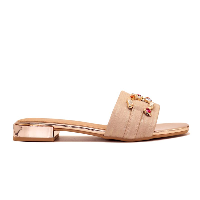 Mule satinée à talon carré orné de bijoux multicolores – Image 3