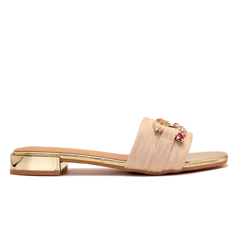 Mule satinée à talon carré orné de bijoux multicolores – Image 4