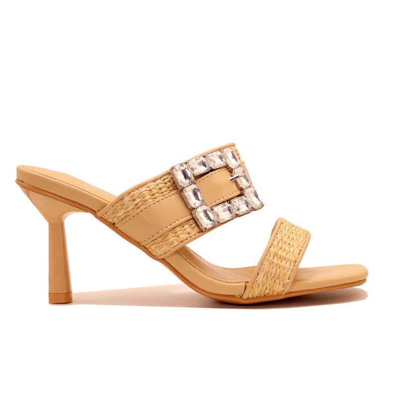 Mule à talon fin avec bande tressée et boucle strassée – Image 3