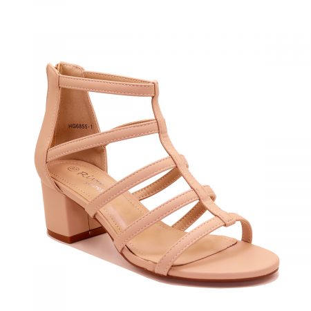 Sandale à talon moyen avec brides multiples et fermeture zippée