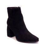 Bottine à talon bloc effet velours