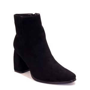 Bottine à talon bloc effet velours