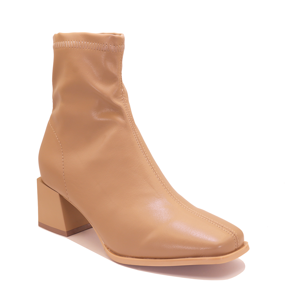 Bottine à talon carré effet chaussette