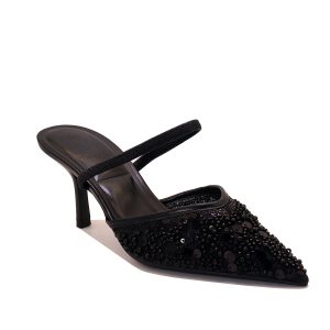 Escarpin slingback à talon fin brodé
