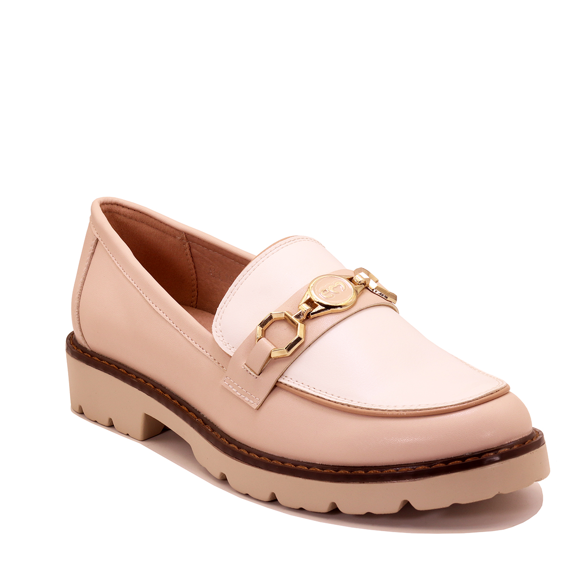 Mocassin à Semelle Crantée et Ornement Métallique