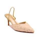 Escarpin Slingback à Talon Fin et Finition Texturée